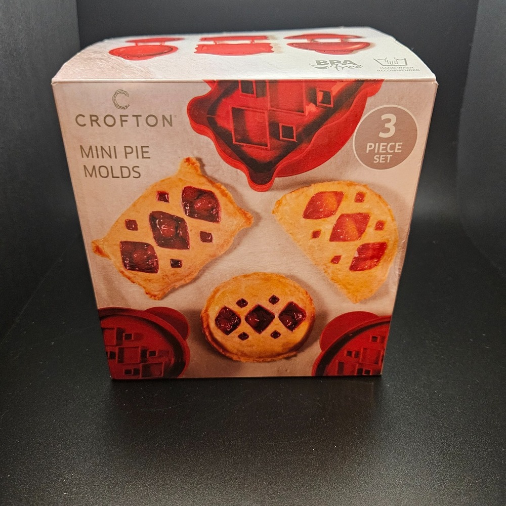 Crofton Mini Pie Molds 3 Piece Set Hand Pie Press‎ Round Rectangle Half Circle